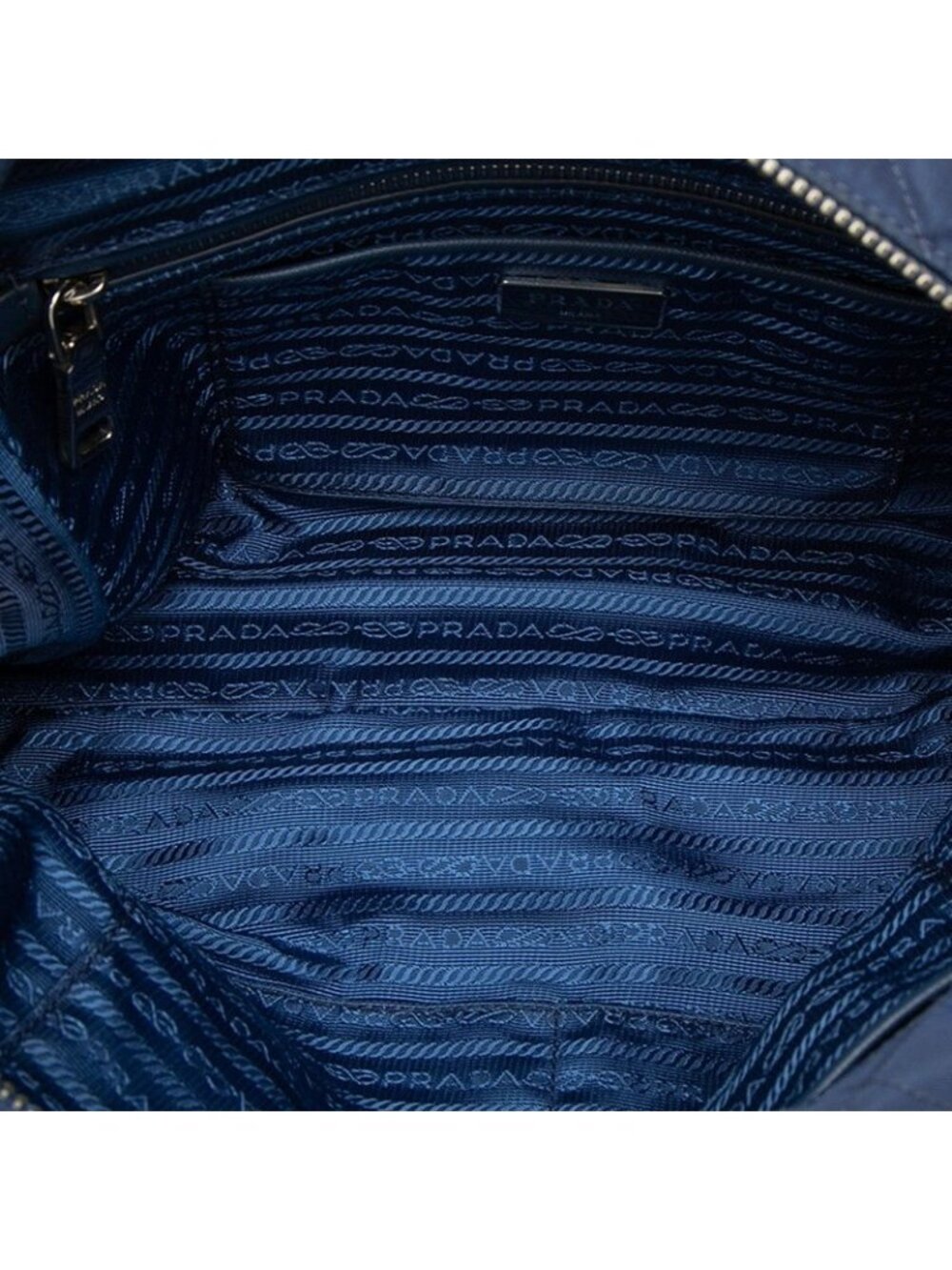 Prada Quilted Chain Shoulder Bag Blue Nylon - Picture 4 of 5